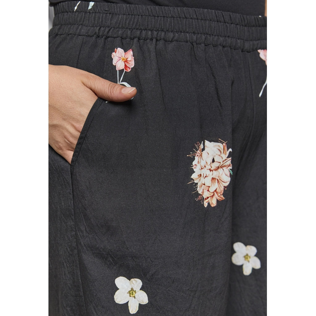Gozzip Woman GMillie Wide Pants Pants Black with flower