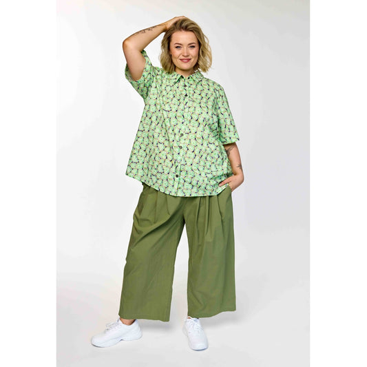 Gozzip Woman GAgaton Blouse Blouse Green Print