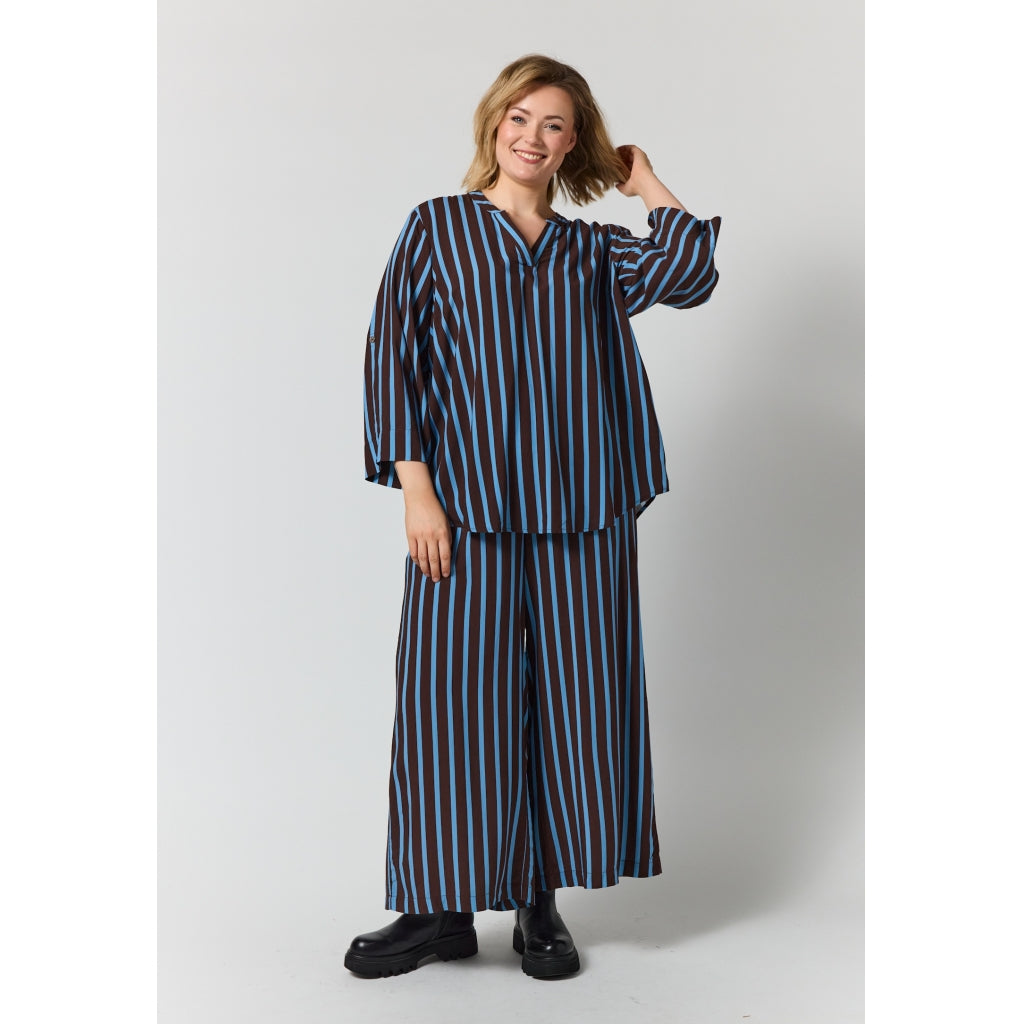 Gozzip Woman GAlva Blouse Blouse Brown with blue stripes