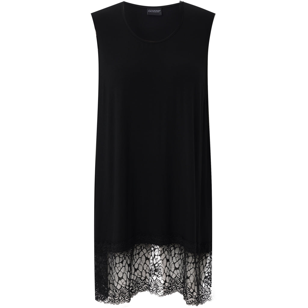 Gozzip Woman GAnny Top with lace Top Black