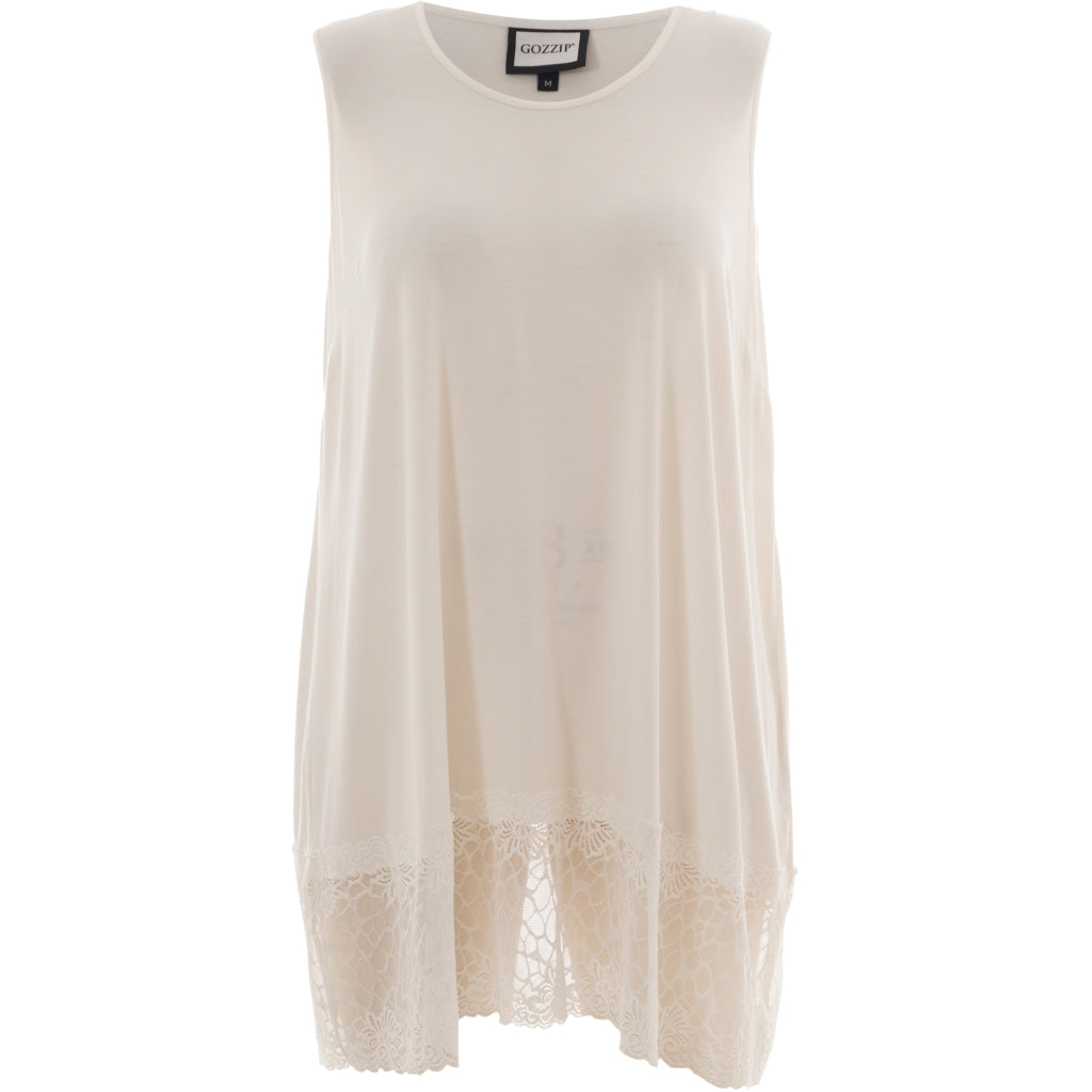 Gozzip Woman GAnny Top with lace Top Offwhite