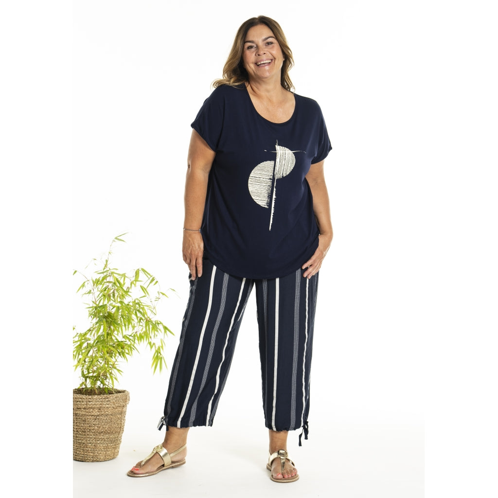 Gozzip Woman GAugusta Pants 7/8 7/8 Pant Navy stripe