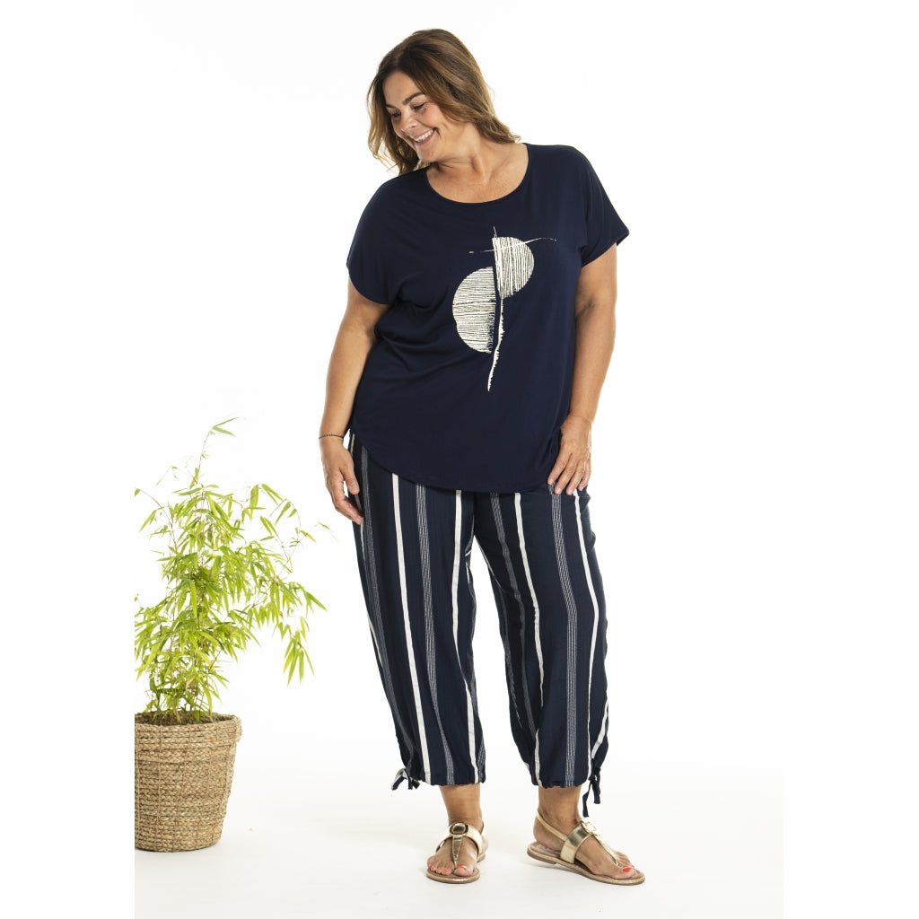 Gozzip Woman GAugusta Pants 7/8 7/8 Pant Navy stripe
