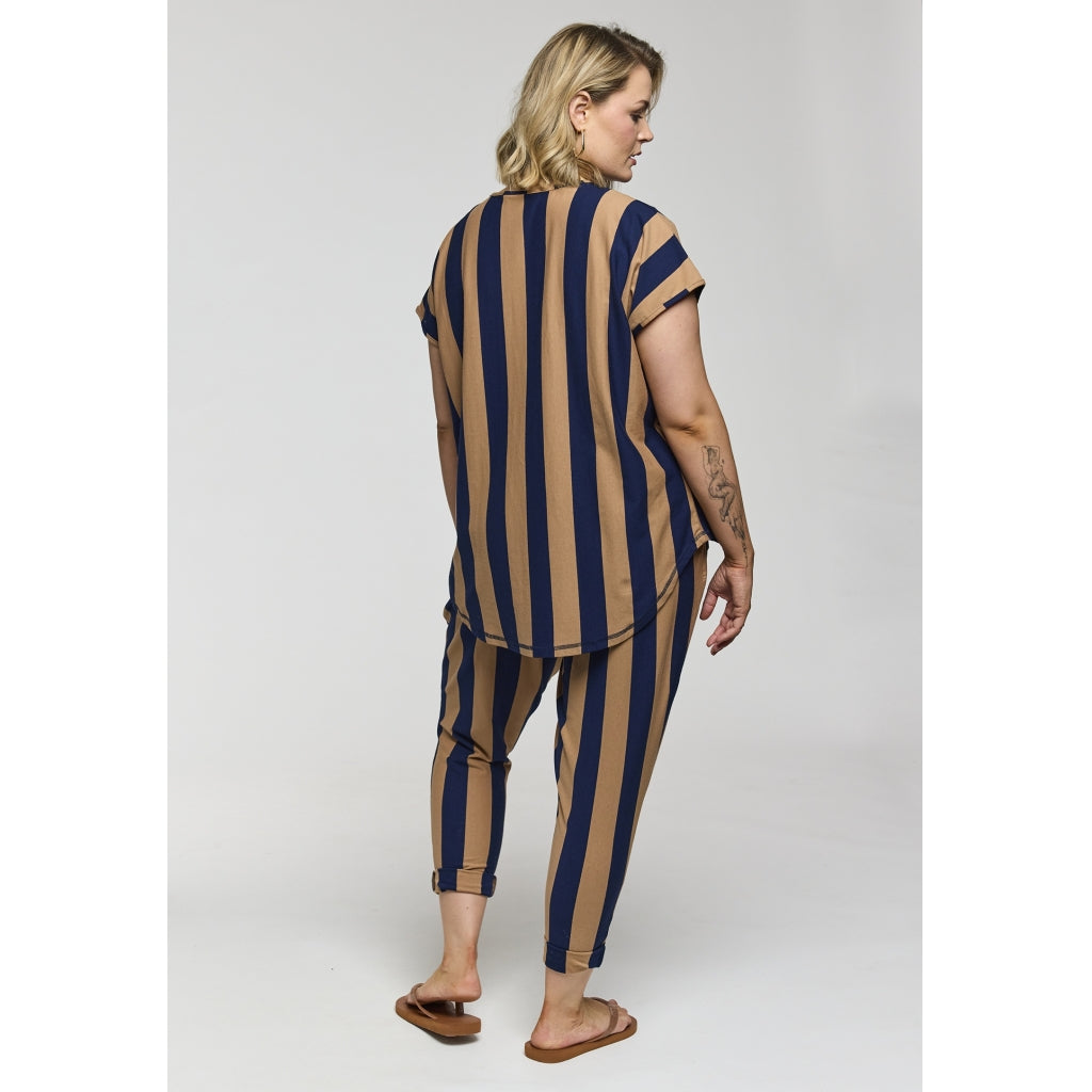 Gozzip Woman GBenita Pants Pants Navy/Sand stripe