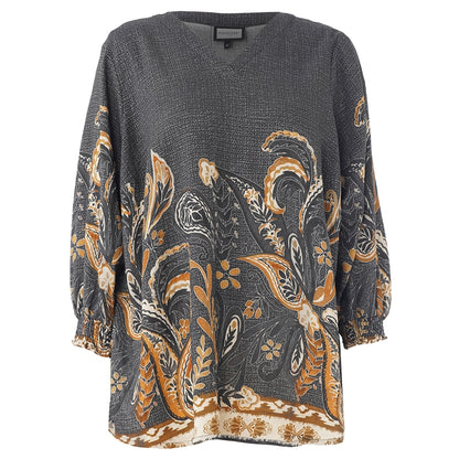 Gozzip Woman GBeth Blouse Blouse Black board fabric with brown pattern