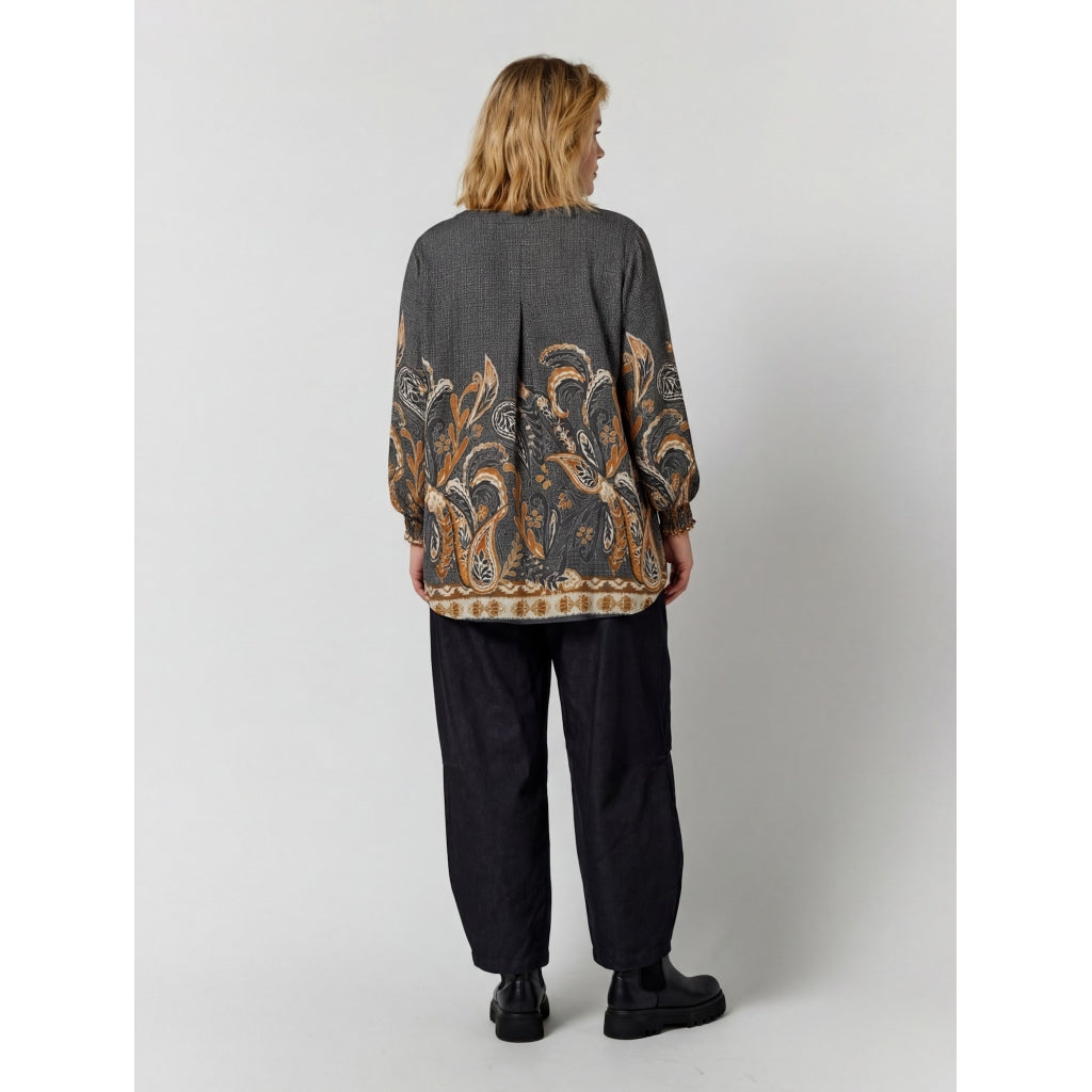 Gozzip Woman GBeth Blouse Blouse Black board fabric with brown pattern