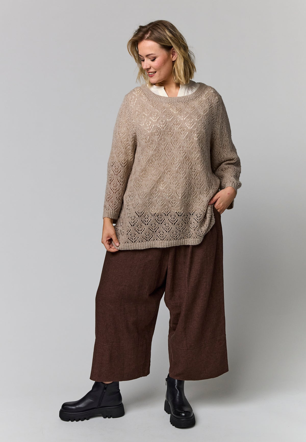 Gozzip Woman GElva knit blouse Blouse Sand