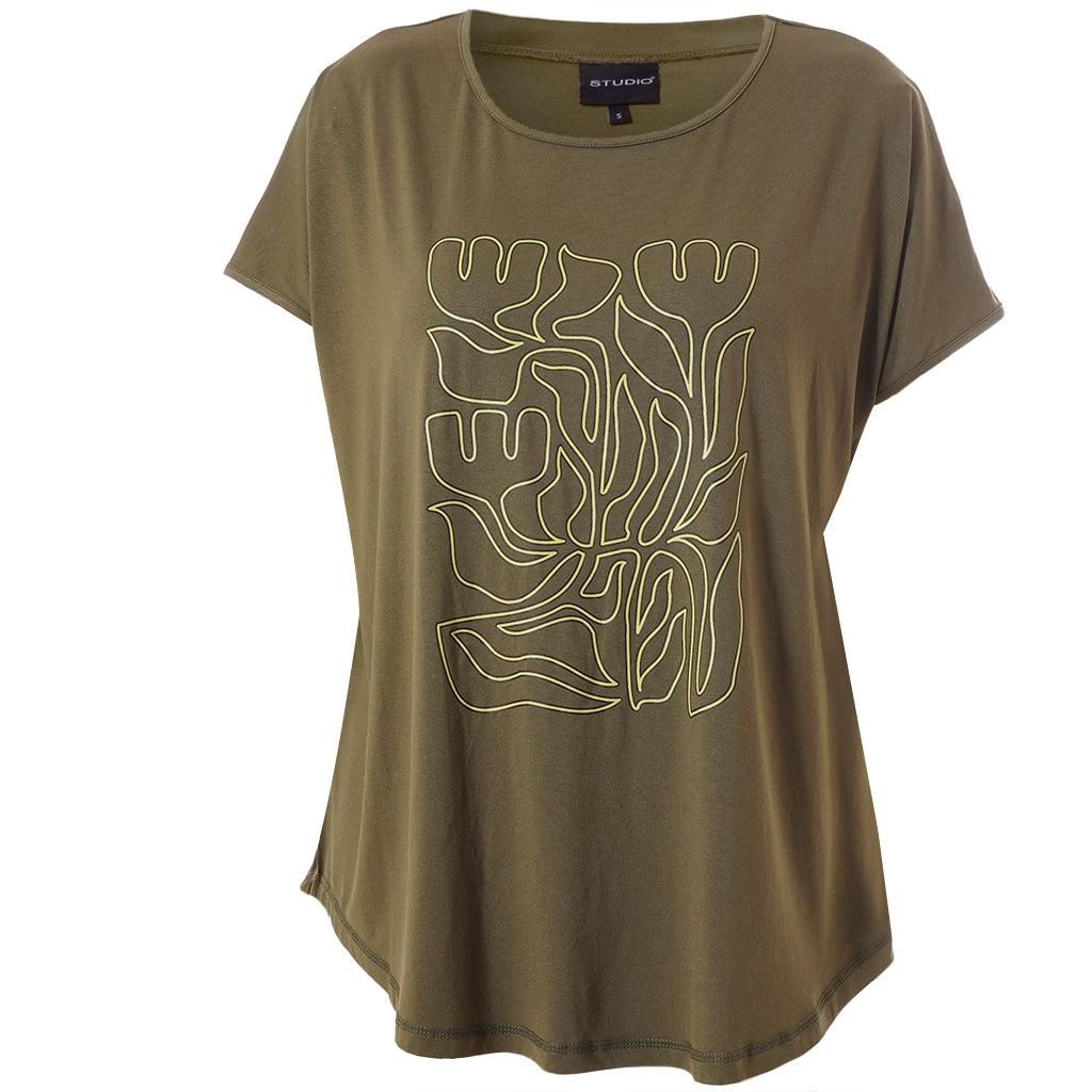Gozzip Woman GGitte T-shirt with print T-Shirt Olive