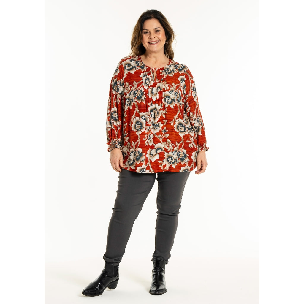 Gozzip Woman GIben Blouse Blouse Pumpkin Flower