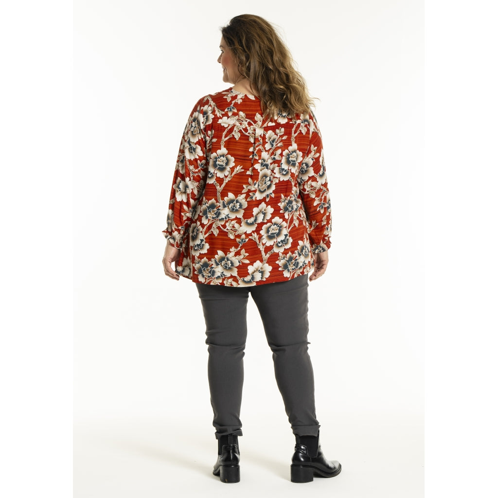 Gozzip Woman GIben Blouse Blouse Pumpkin Flower