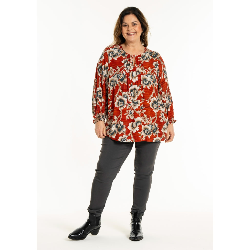 Gozzip Woman GIben Blouse Blouse Pumpkin Flower