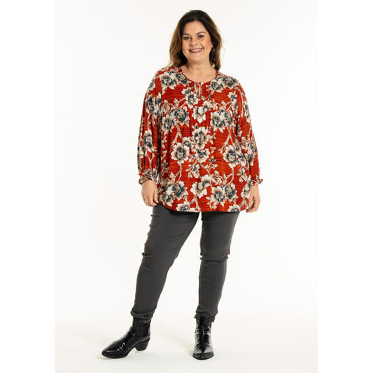 Gozzip Woman GIben Blouse Blouse Pumpkin Flower