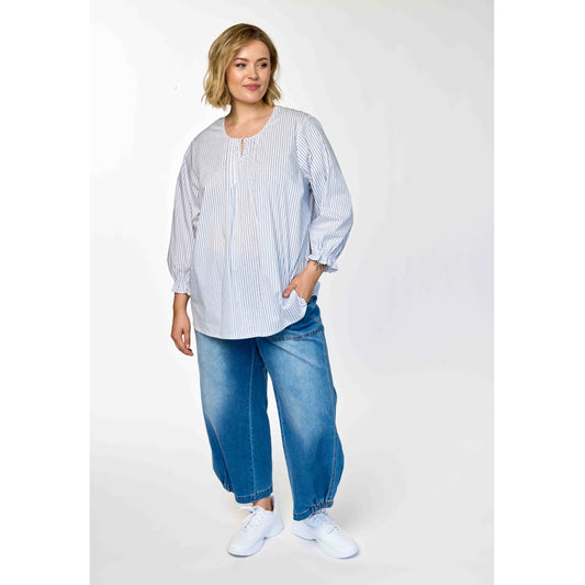 Gozzip Woman GIben Blouse Blouse White blue stripe