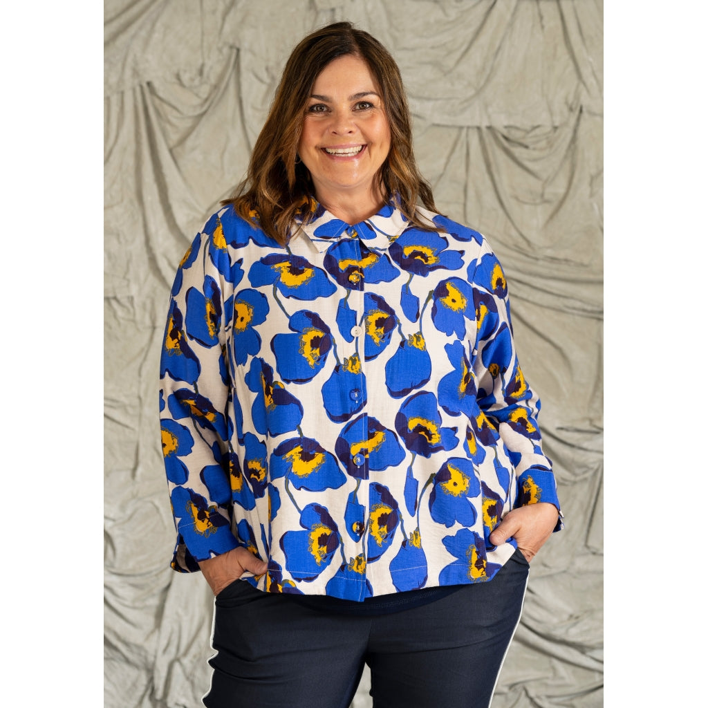 Gozzip Woman GInie Shirt jacket Shirt Jacket Blue print