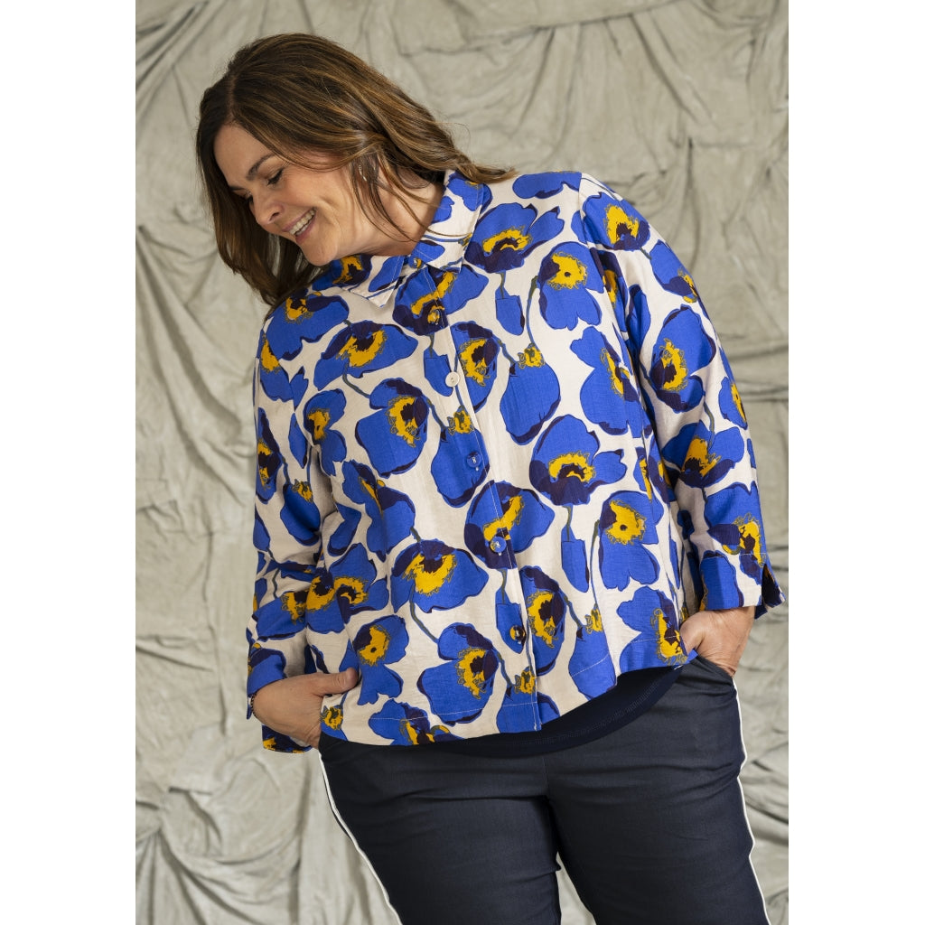 Gozzip Woman GInie Shirt jacket Shirt Jacket Blue print