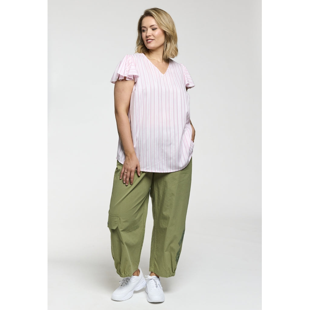 Gozzip Woman GKetti Top Top White with pink stripe