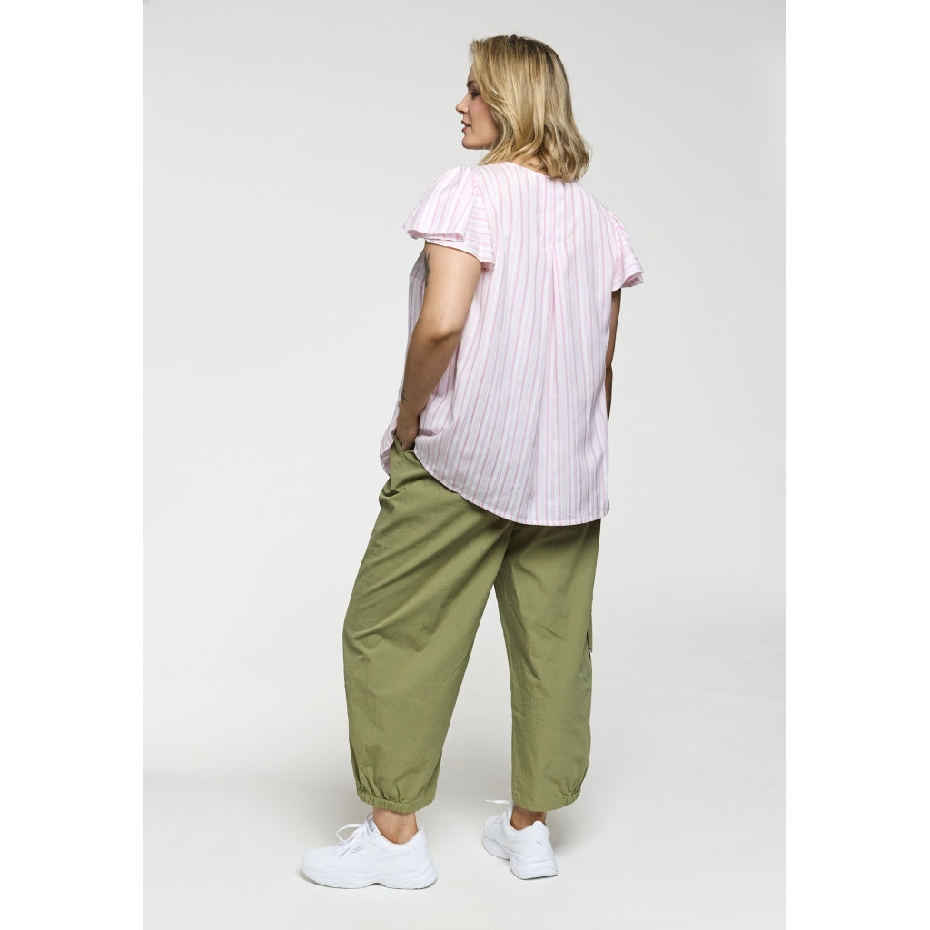 Gozzip Woman GKetti Top Top White with pink stripe
