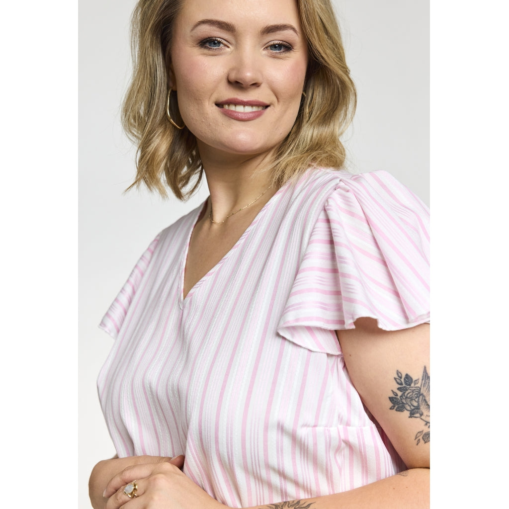 Gozzip Woman GKetti Top Top White with pink stripe