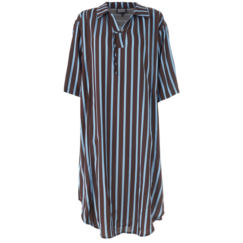 Gozzip Woman GLinea Dress Dress Brown with blue stripes