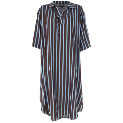 Gozzip Woman GLinea Dress Dress Brown with blue stripes