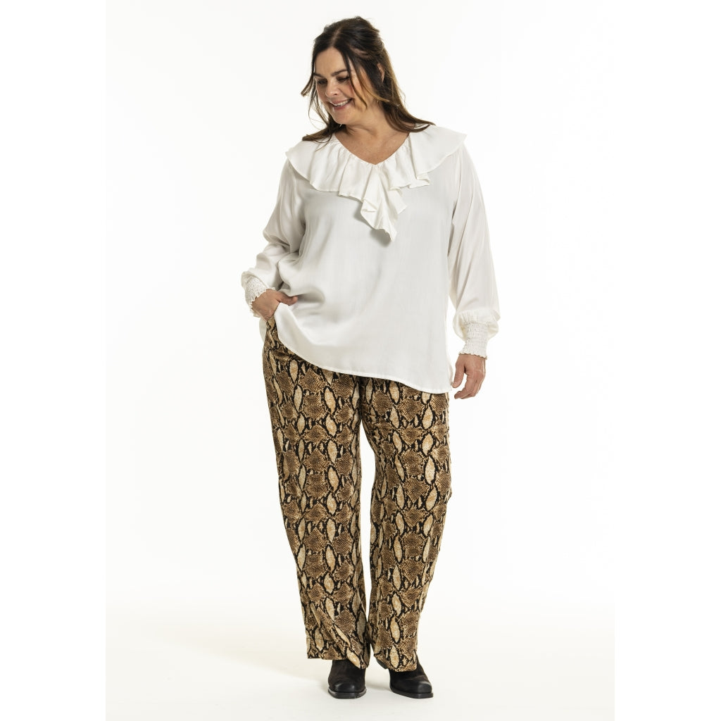 Gozzip Woman GMargrethe Loose Pants Loose Pant Snake Print Brown