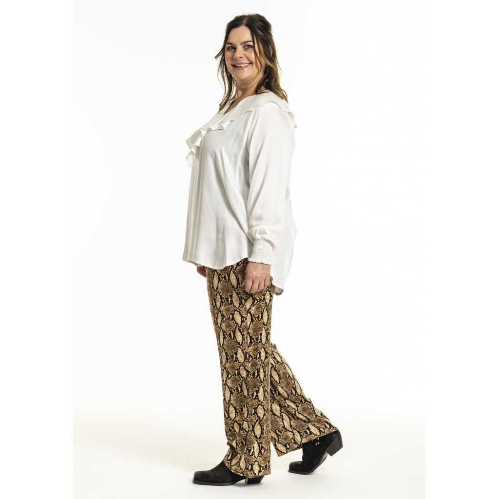 Gozzip Woman GMargrethe Loose Pants Loose Pant Snake Print Brown