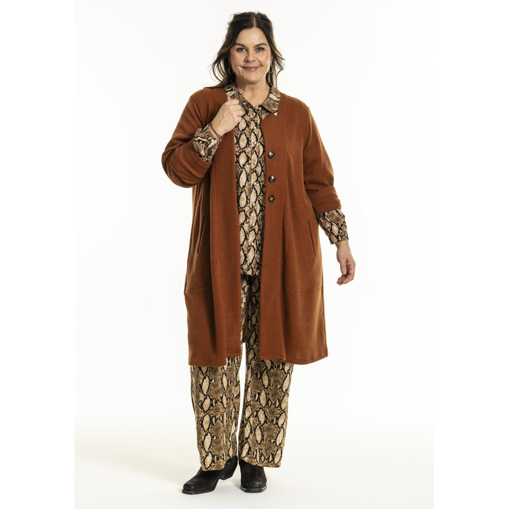 Gozzip Woman GMargrethe Loose Pants Loose Pant Snake Print Brown