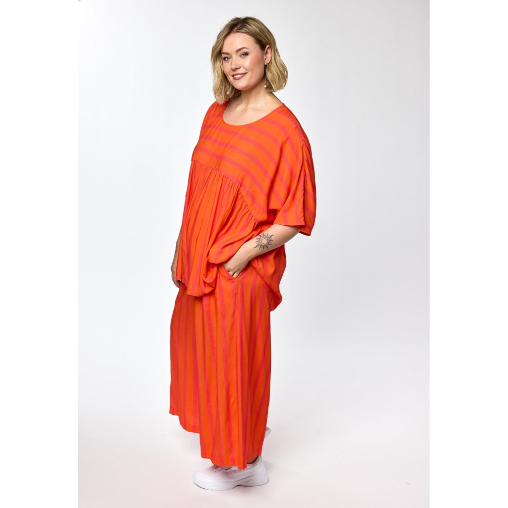 Gozzip Woman GMillie Wide Pants Pants Pink-orange stripe