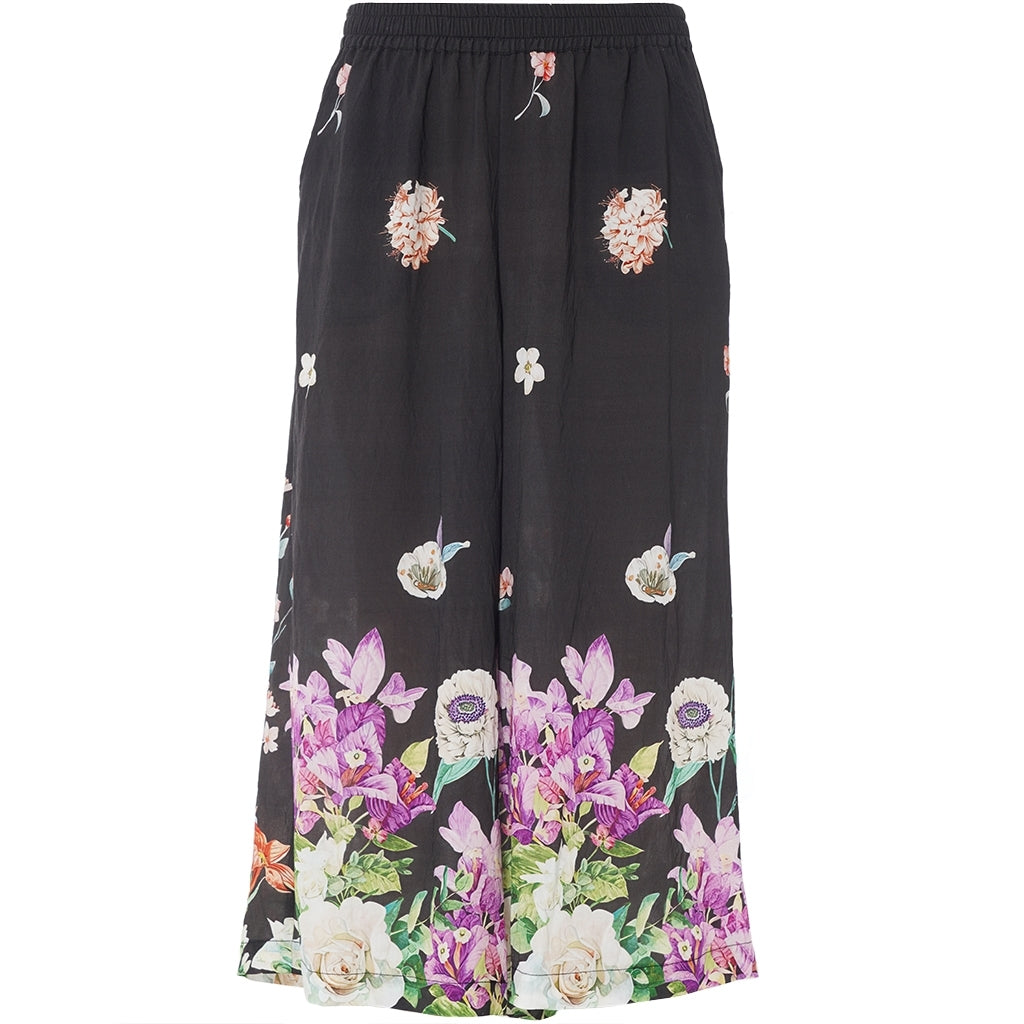 Gozzip Woman GMillie Wide Pants Pants Black with flower