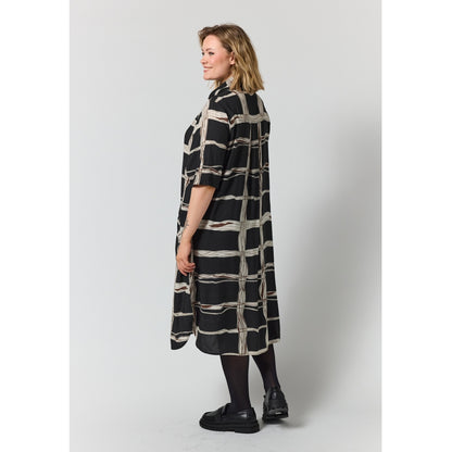 Gozzip Woman GMynte Dress Dress Black with brown and offwhite pattern
