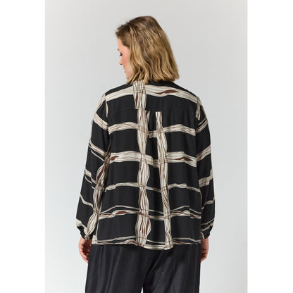 Gozzip Woman GNova Blouse Blouse Black with brown and offwhite pattern