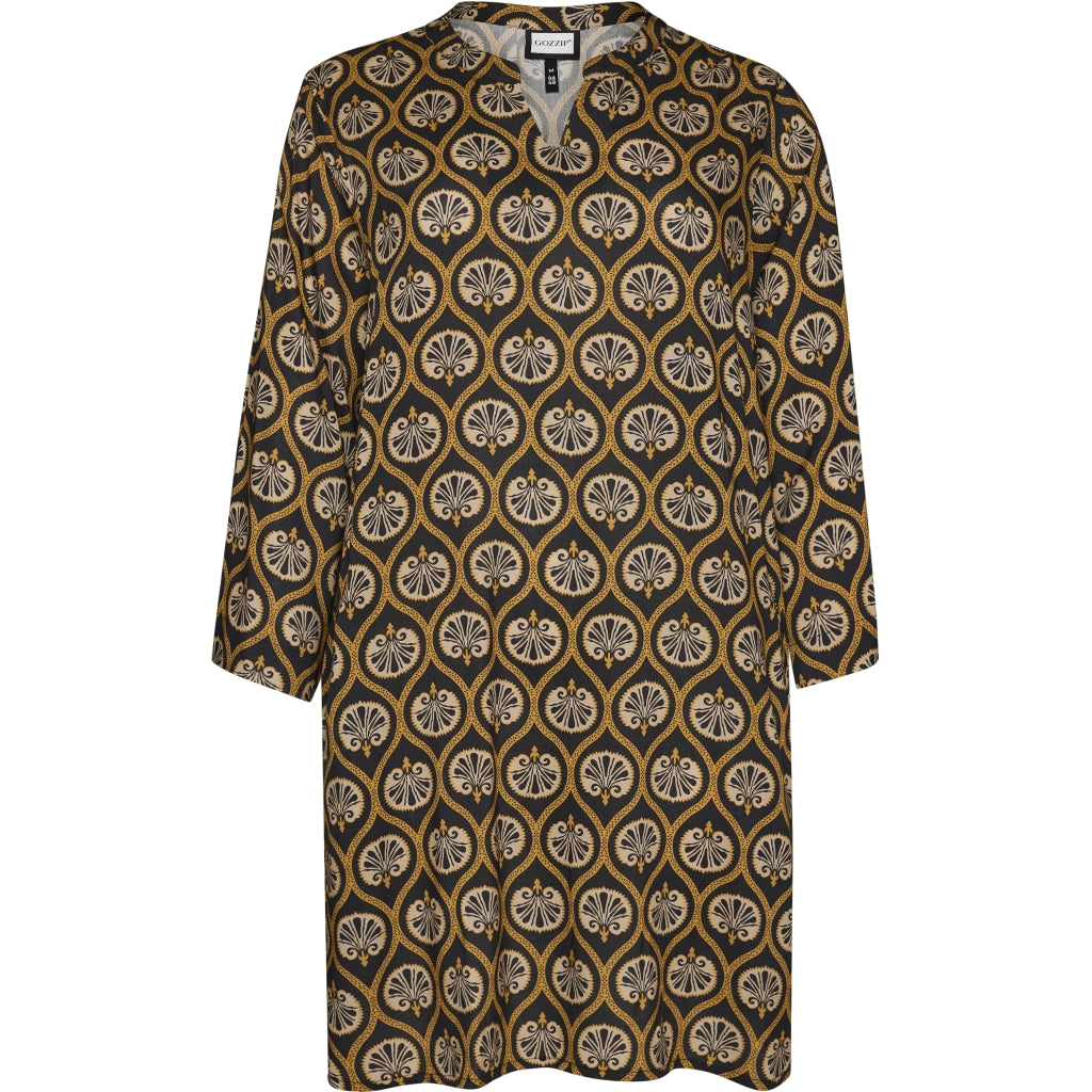Gozzip Woman GSkuld Tunic Tunic Black with brown and sand pattern
