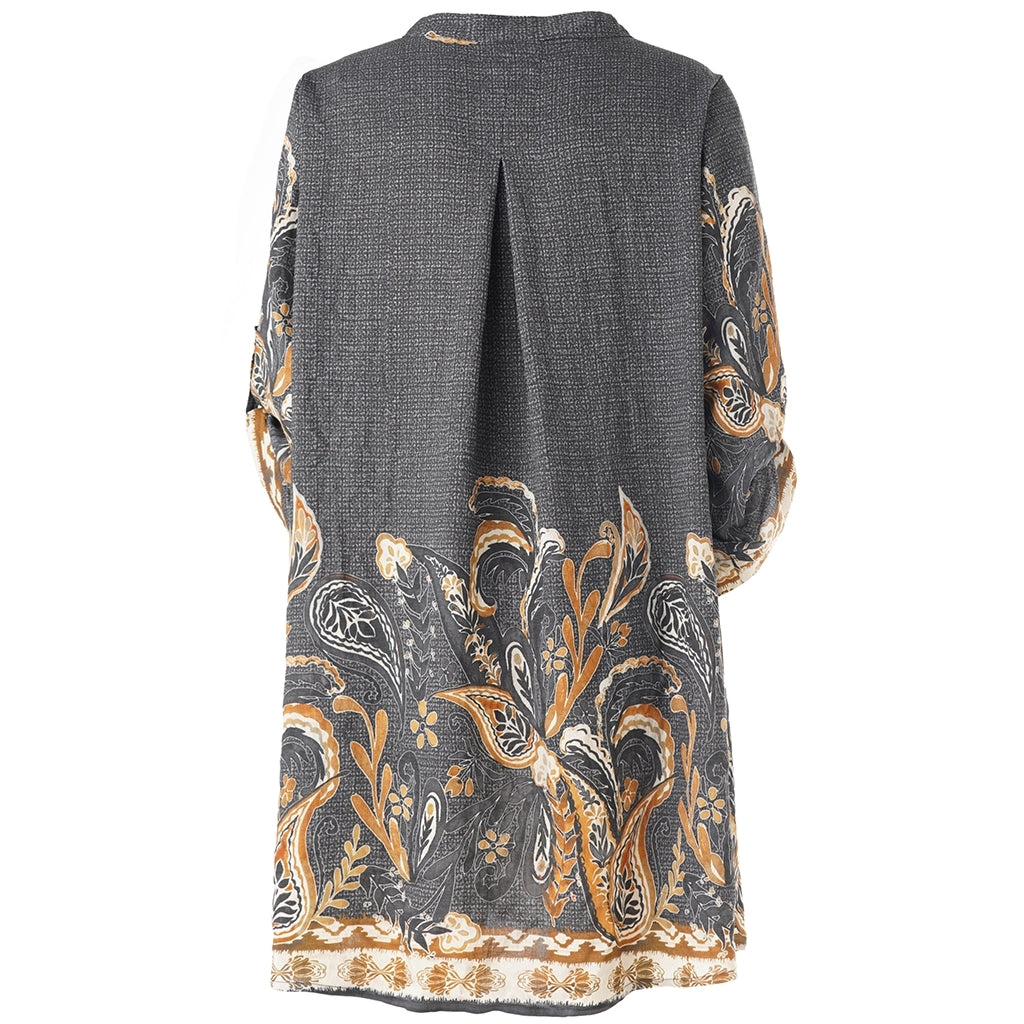Gozzip Woman GSkuld Tunic Tunic Black board fabric with brown pattern