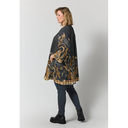 Gozzip Woman GSkuld Tunic Tunic Black board fabric with brown pattern