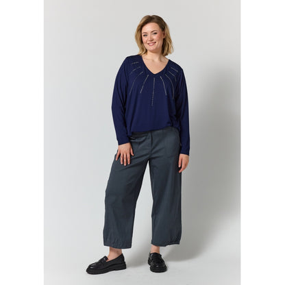 Gozzip Woman Gitte t-shirt with long sleeves with stones T-Shirt Navy