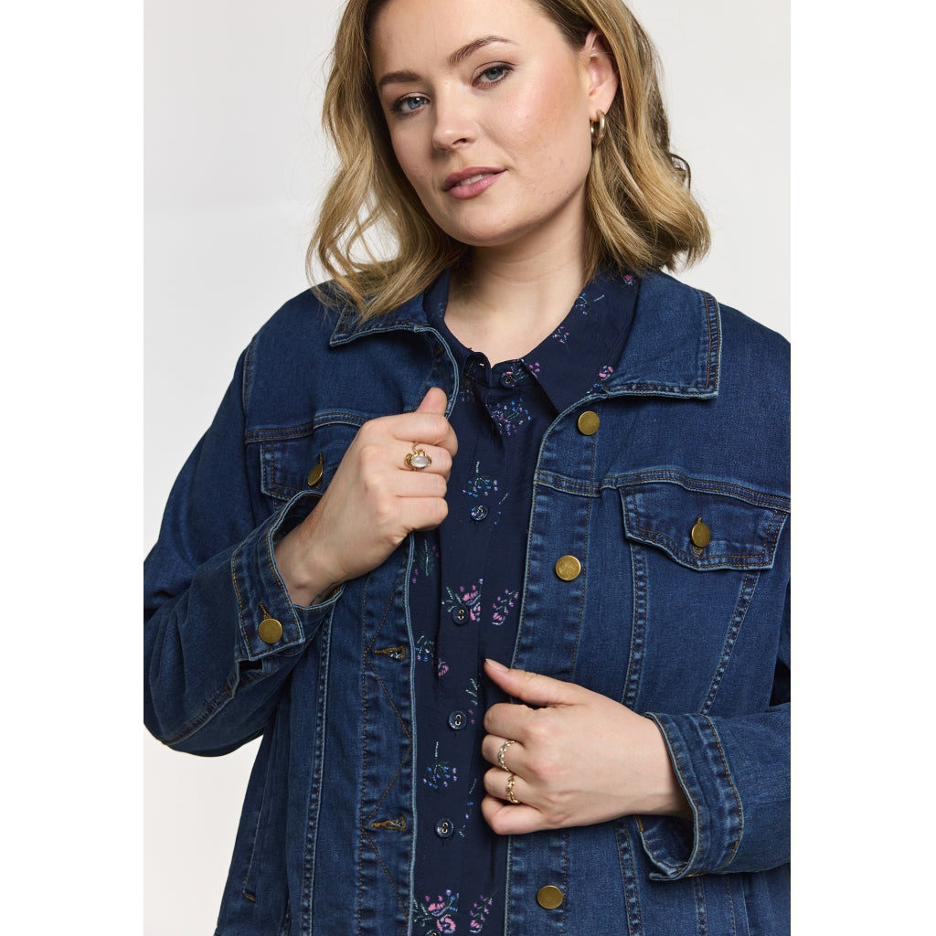 Gozzip Woman Maya Denim Jacket Jacket Dark blue denim