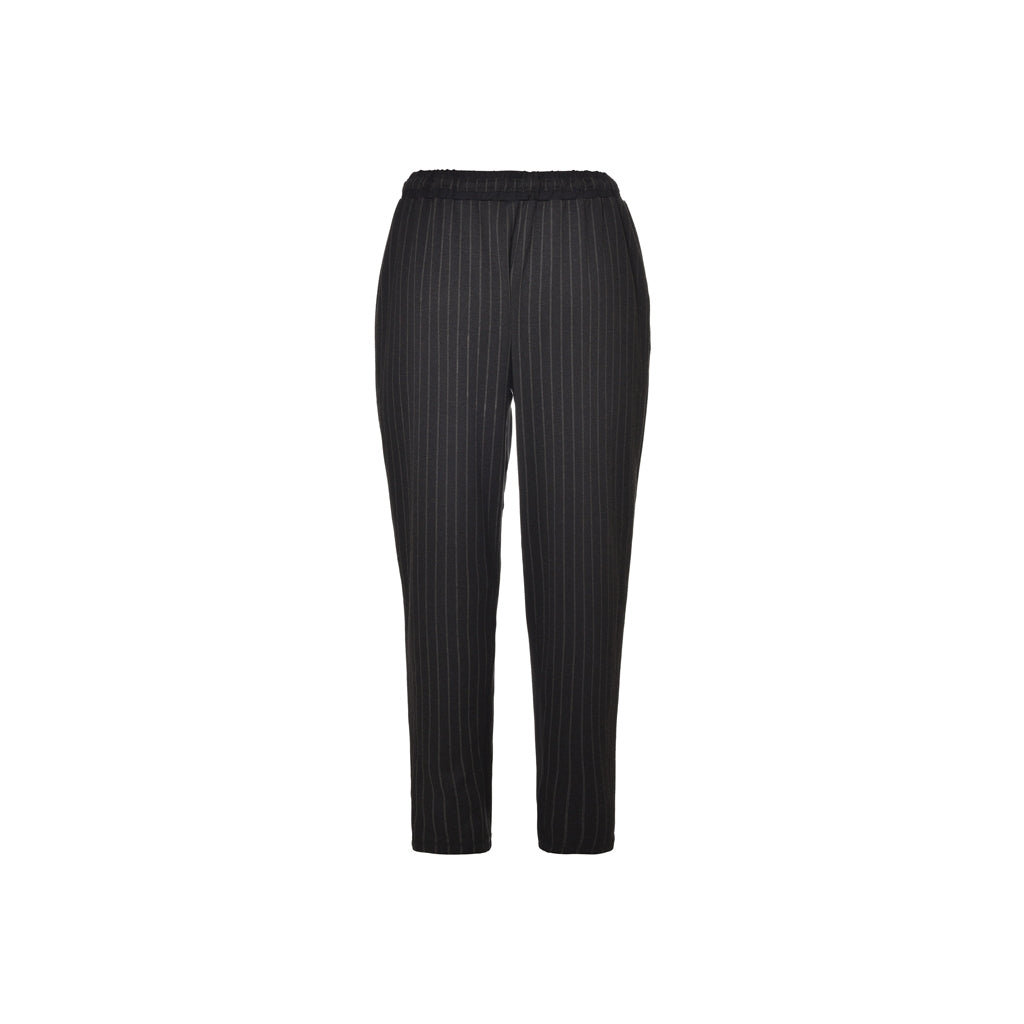 Gozzip Woman Pants Pants Black (Mix with stripe)